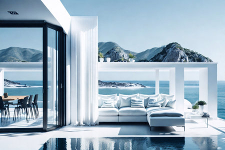 Modern minimalist style villa concept. AI generated illustrationの素材