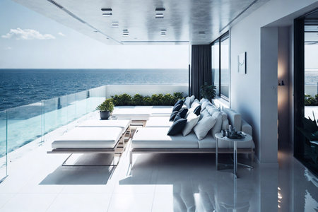 Modern minimalist style villa concept. AI generated illustrationの素材