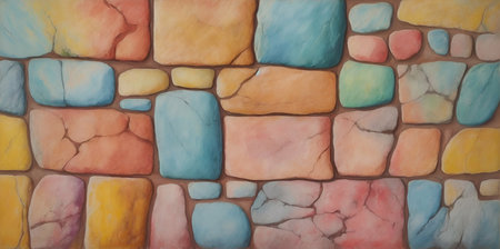 Color stones wall. AI generated illustrationの素材