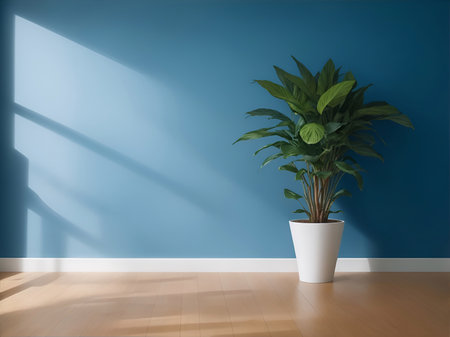 Empty room with plants. AI generated illustrationの素材
