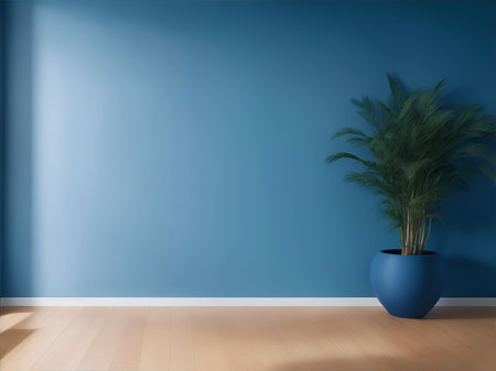 Empty room with plants. AI generated illustrationの素材