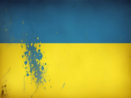 Old paper painted in Ukraine flag colors. AI generated illustrationの素材