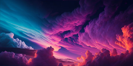 Sky with multicolor clouds. AI generated illustrationの素材
