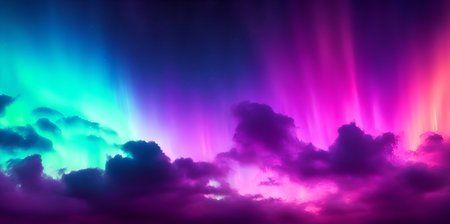 Sky with multicolor clouds. AI generated illustrationの素材