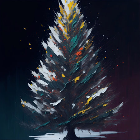 Christmas tree paint. AI generated illustrationの素材
