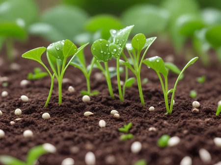 Seed growing green. Eco concept. AI generated illustrationの素材