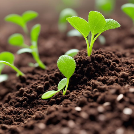Seed growing green. Eco concept. AI generated illustrationの素材
