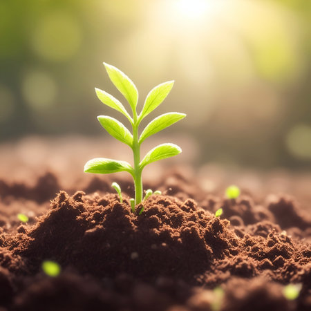 Seed growing green. Eco concept. AI generated illustrationの素材