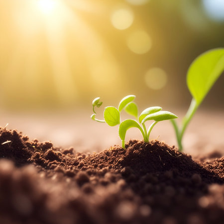 Seed growing green. Eco concept. AI generated illustrationの素材