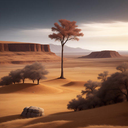 Barren land landscape. AI generated illustrationの素材