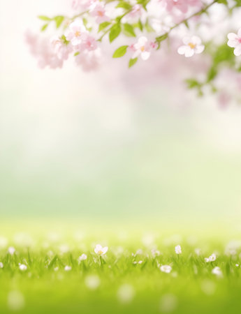 Bokeh blurred nature background. AI generated illustrationの素材