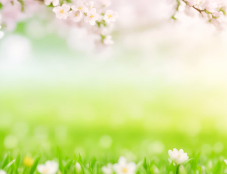 Bokeh blurred nature background. AI generated illustrationの素材