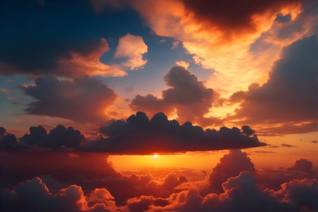 Beautiful clouds in the sky. AI generated illustrationの素材