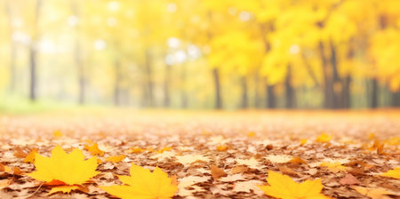 Autumn blurred background. AI generated illustrationの素材