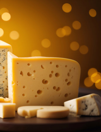 Cheese themed background. AI generated illustrationの素材