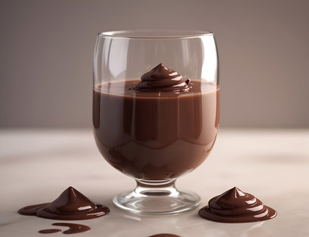 Ice cream Panna Cotta in glass. AI generated illustrationの素材