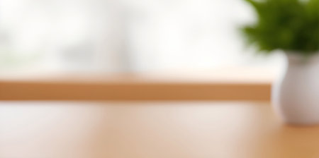 Clean table themed blur background. AI generated illustrationの素材