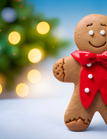 Gingerbread man cookie. AI generated illustrationの素材
