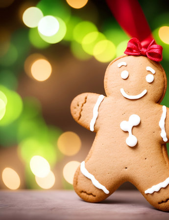 Gingerbread man cookie. AI generated illustrationの素材