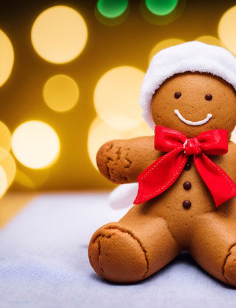 Gingerbread man cookie. AI generated illustrationの素材