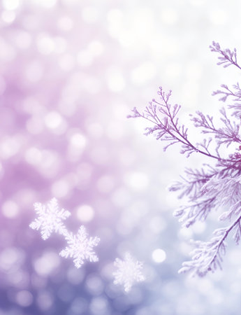 Winter frozen flowers background. AI generated illustrationの素材