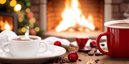 mug hot chocolate coffee. AI generated illustrationの素材