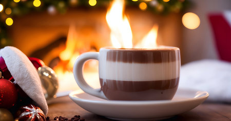 mug hot chocolate coffee. AI generated illustrationの素材