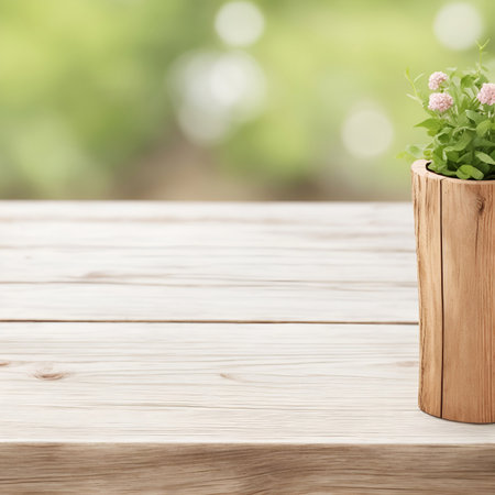 Clean rustic wooden table. AI generated illustrationの素材