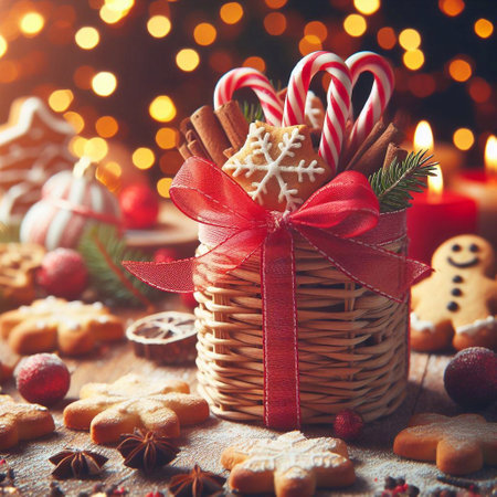 Homemade cookies. Xmas style. AI generated illustrationの素材