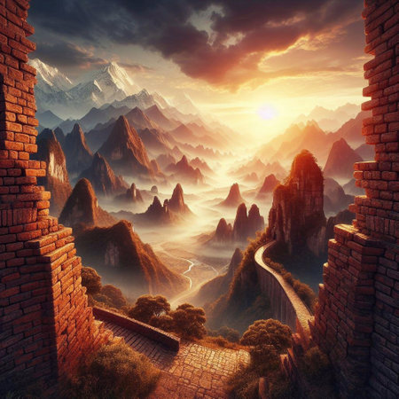 Old brick wall background. AI generated illustrationの素材