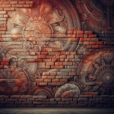Old brick wall background. AI generated illustrationの素材