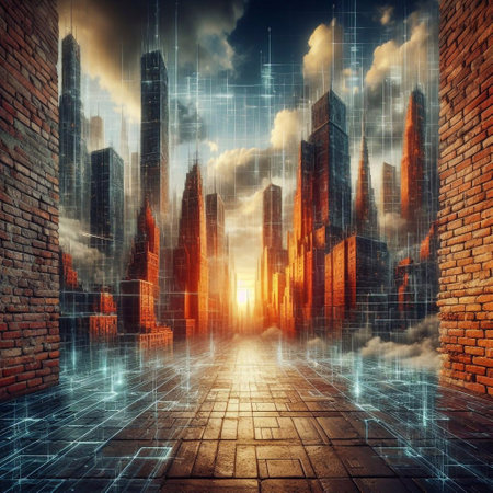 Cyber reality world. AI generated illustrationの素材