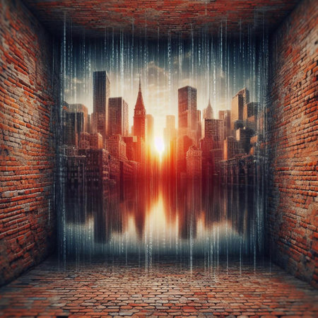 Cyber reality world. AI generated illustrationの素材