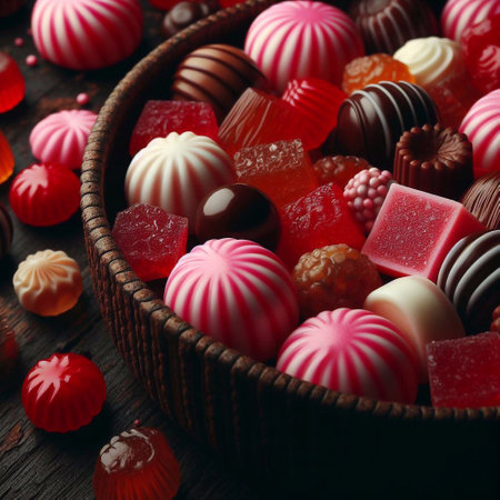 Candy sweets background. AI generated illustrationの素材