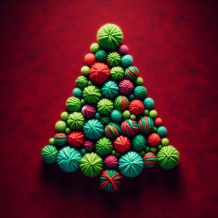Made of wool Xmas tree. AI generated illustrationの素材