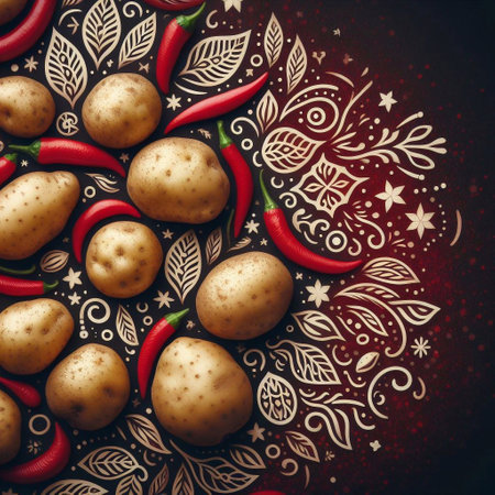 Potato and pepper. AI generated illustrationの素材