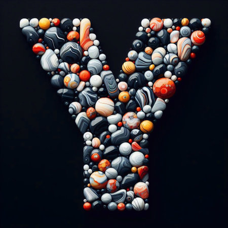 Letter Y shape made of marble pebbles. AI generated illustrationの素材