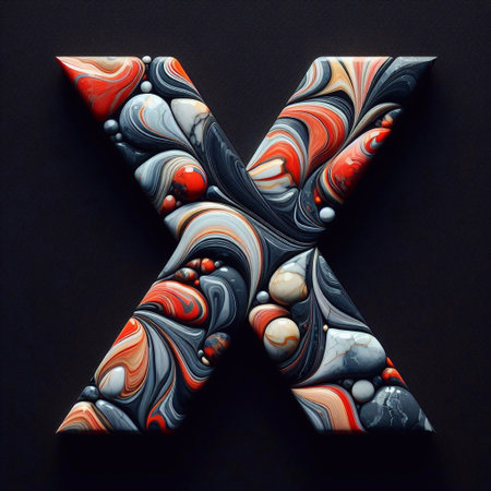 X shape made of marble pebbles. AI generated illustrationの素材