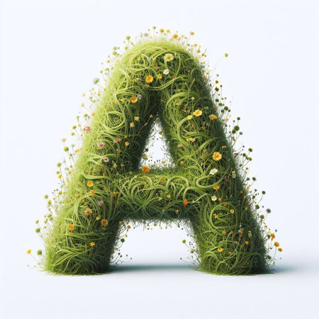 Grass letter A. AI generated illustrationの素材