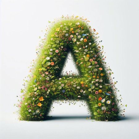 Grass letter A. AI generated illustrationの素材