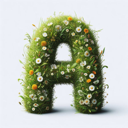 Grass letter A. AI generated illustrationの素材