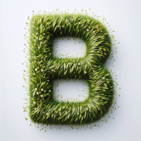 Grass letter B. AI generated illustrationの素材