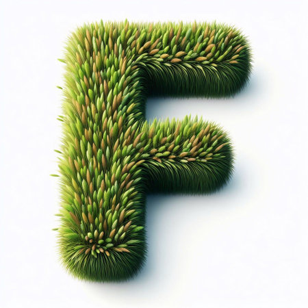 Grass letter F. AI generated illustrationの素材