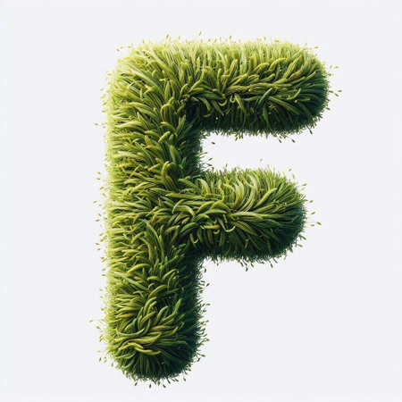 Grass letter F. AI generated illustrationの素材