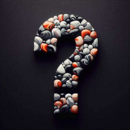 Question shape made of marble pebbles. AI generated illustrationの素材