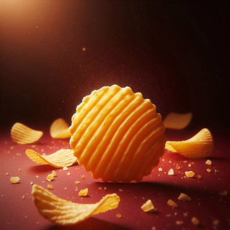 potato chip or crisp. AI generated illustrationの素材