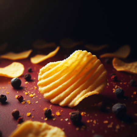 potato chip or crisp. AI generated illustrationの素材