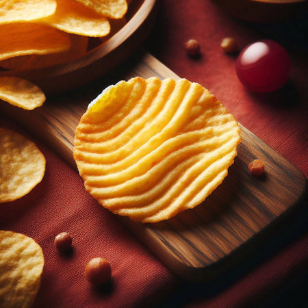 potato chip or crisp. AI generated illustrationの素材