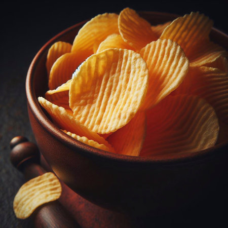 potato chip or crisp. AI generated illustrationの素材
