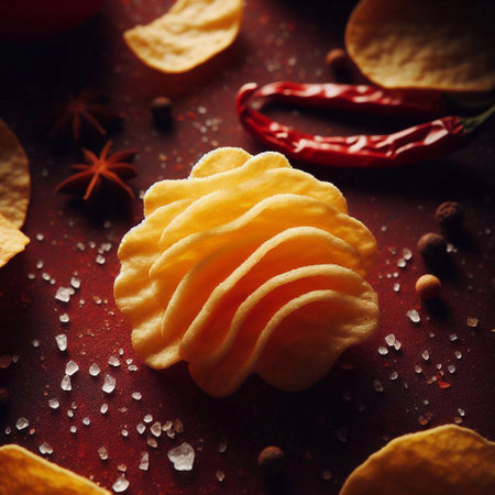 potato chip or crisp. AI generated illustrationの素材